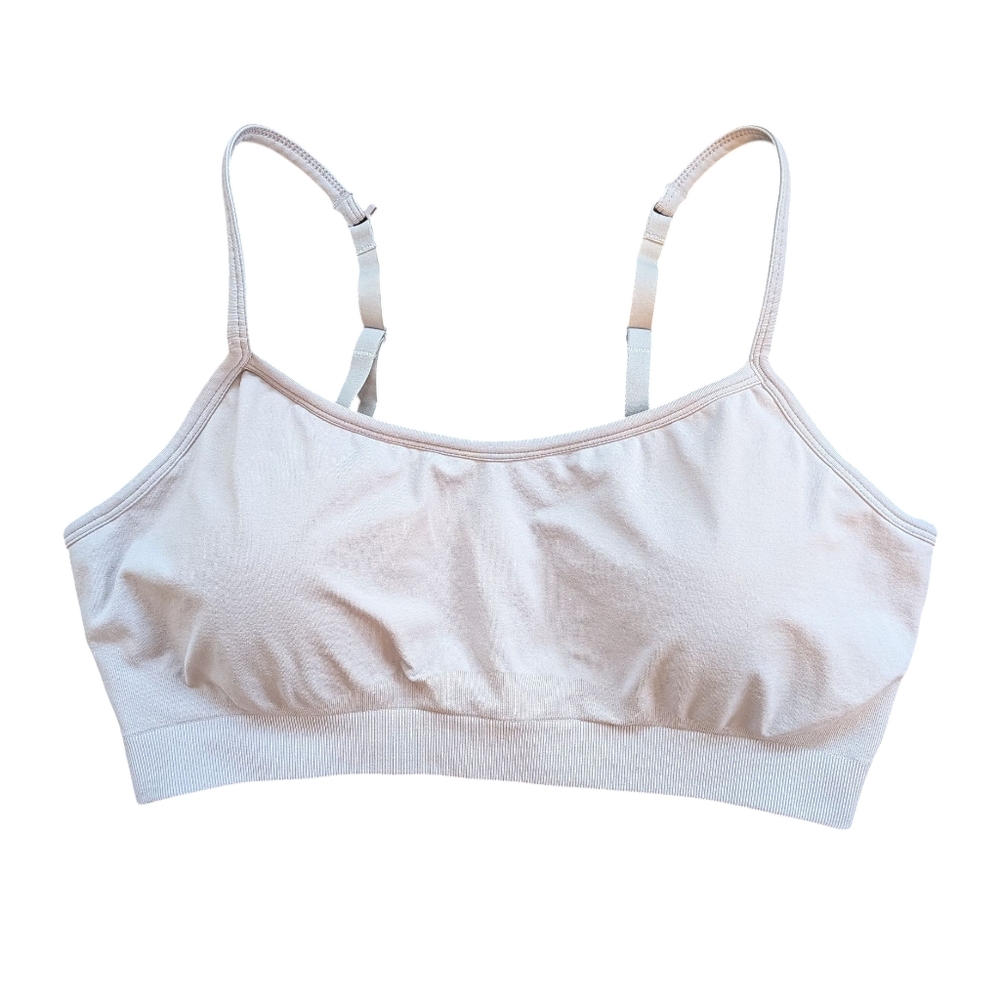 Athleta Sports Bra Size Large Light Gray Racerback Adjustable Strap Yoga Pilates